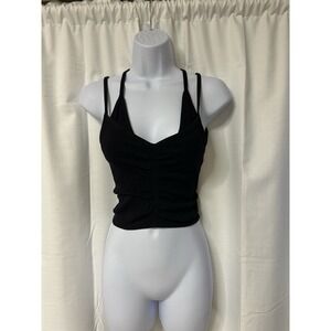 Women's FREE PEOPLE MOVEMENT Black Strappy/Layered Back Crop Tank Top XS/S